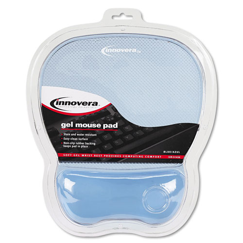 Innovera Gel Mouse Pad w/Wrist Rest, Nonskid Base, 8-1/4 x 9-5/8, Blue