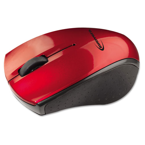 Innovera Mini Wireless Optical Mouse, 2.4 GHz Frequency/30 ft Wireless Range, Left/Right Hand Use, Red/Black