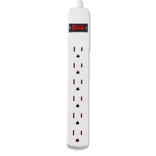 Innovera Six-Outlet Power Strip, 6-Foot Cord, 1-15/16 x 10-3/16 x 1-3/16, Ivory