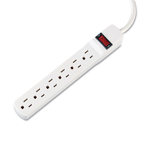 Innovera Six-Outlet Power Strip, 15-Foot Cord, 1-15/16 x 10-3/16 x 1-3/16, Ivory