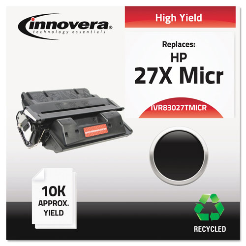 Innovera Remanufactured Black High-Yield MICR Toner Cartridge, Replacement for HP 27XM (C4127XM), 6,000 Page-Yield
