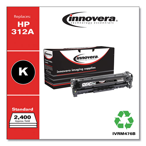 Innovera Remanufactured Black Toner Cartridge, Replacement for HP 312A (CF380A), 2,400 Page-Yield
