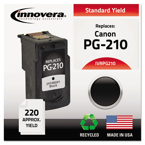 Innovera Remanufactured Black Ink, Replacement For Canon PG-210 (2974B001), 220 Page Yield