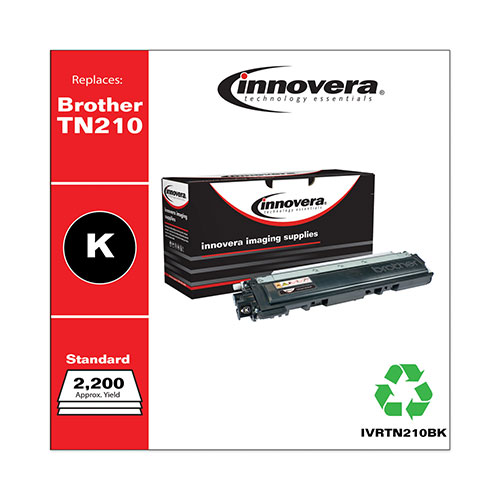 Innovera Remanufactured Black Toner Cartridge, Replacement for Brother TN210BK, 2,200 Page-Yield