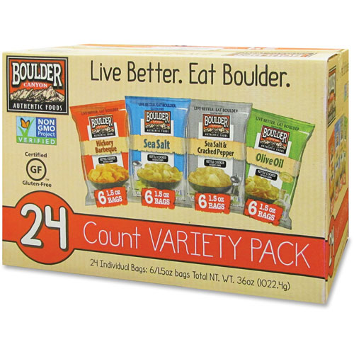 Boulder Canyon Potato Chip Variety Pack, 1.5oz. Bags, 24/CT