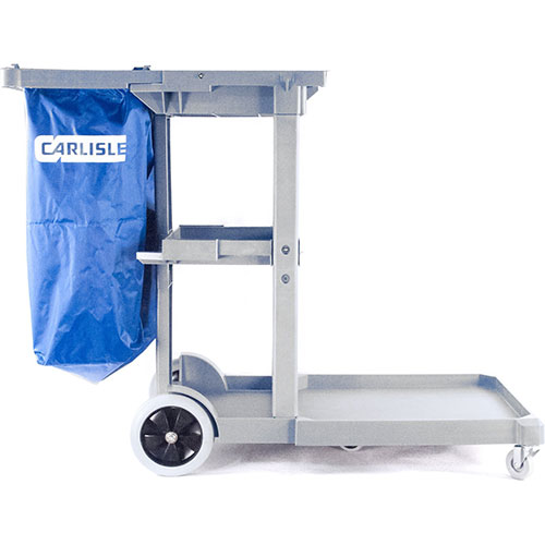 Carlisle Foodservice Products Long Platform Janitorial Cart, Gray