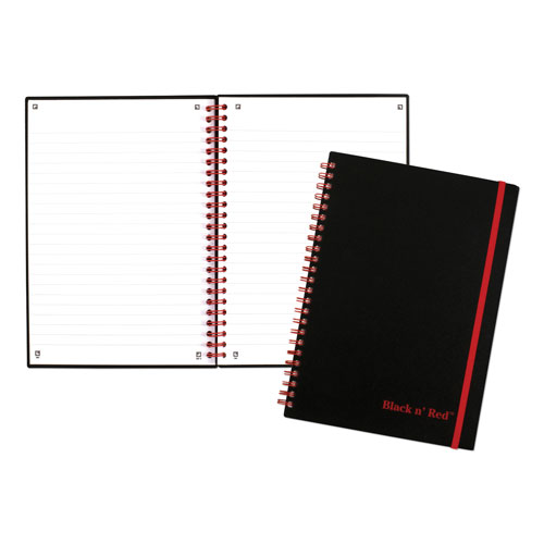 Black N' Red Twin Wire Poly Cover Notebook, Wide/Legal Rule, Black Cover, 8.25 x 5.68, 70 Sheets