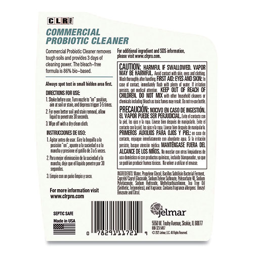 CLR Commercial Probiotic Cleaner, Lemon Scent, 32 oz Spray Bottle, 6/Carton