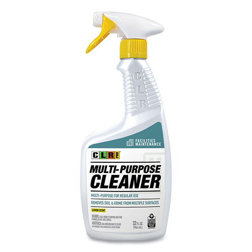 CLR Multi-Purpose Cleaner, Lemon Scent, 32 oz Bottle, 6/Carton