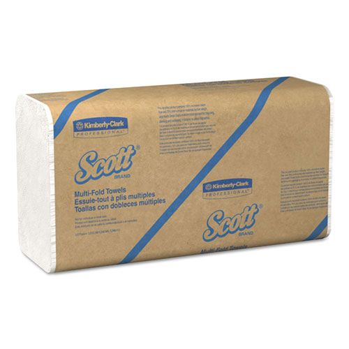 Scott® Multi-Fold Towels, 100% Recycled, 9 1/5x9 2/5, white, 250/Pk, 16 Pk/Carton