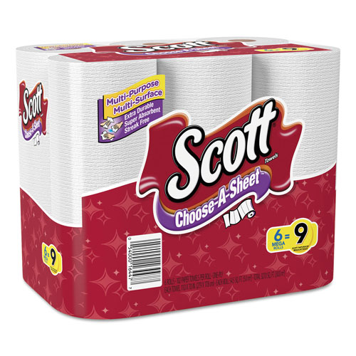 Scott® Choose-a-Size Mega Roll, White, 102/Roll, 6 Rolls/Pack, 4 Packs/Carton