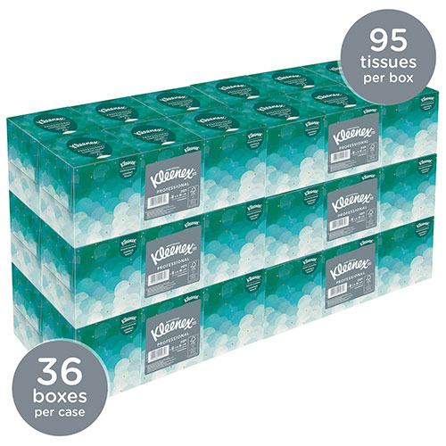 Kleenex Professional Facial Tissue Cube for Business (21271), Upright Face Tissue Box, 6 Bundles / Case, 6 Boxes / Bundle, 36 Boxes / Case