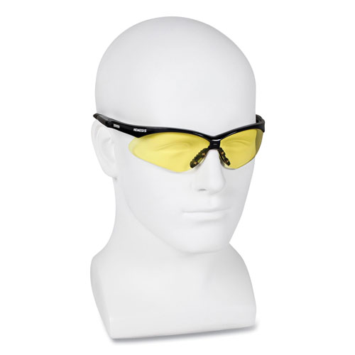 KleenGuard™ Nemesis Safety Glasses, Black Frame, Amber Lens, 12/Box