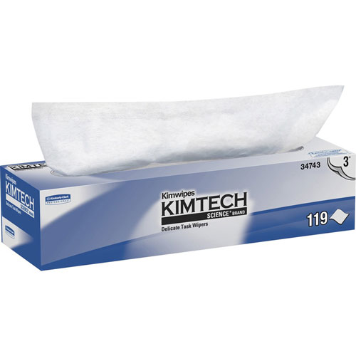 Kimberly-Clark Kimwipes Delicate Task Wipers - Wipe - 119 / Box - 1 Box - White