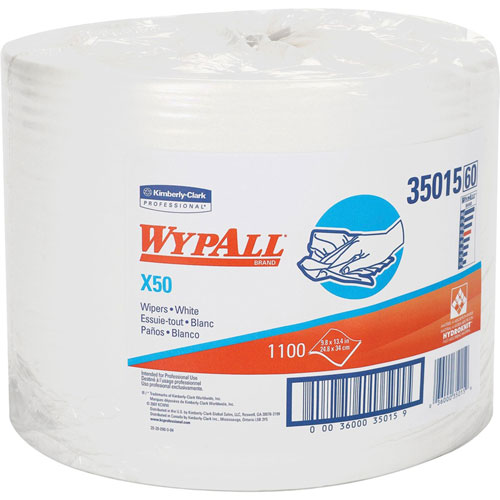 Kimberly-Clark Wypall X50 Teri Wipe Jumbo Roll, White
