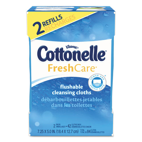 Cottonelle® Fresh Care Flushable Cleansing Cloths, White, 3.73 x 5.5, 84/Pack, 8 Pk/Ctn