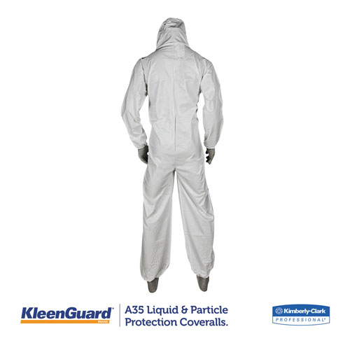 KleenGuard™ A35 Coveralls, Hooded, Large, White, 25/Carton