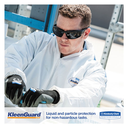 KleenGuard™ A35 Liquid and Particle Protection Coveralls, Zipper Front, Hooded, Elastic Wrists and Ankles, Large, White, 25/Carton