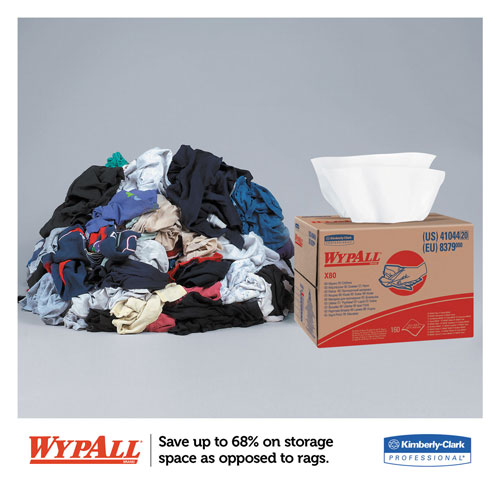 WypAll® X80 Cloths, HYDROKNIT, BRAG Box, White, 12 1/2 x 16 4/5, 160/Box