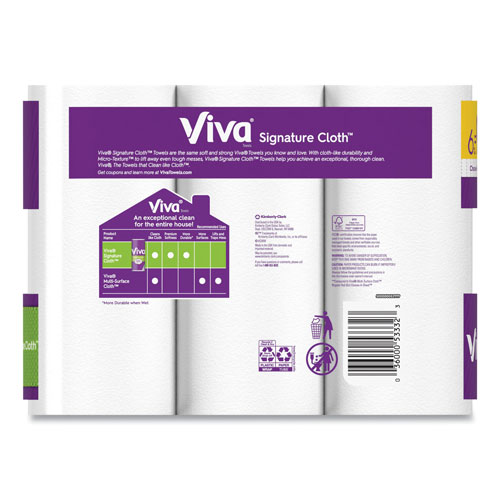 VIVA® Signature Cloth Choose-A-Sheet Kitchen Roll Paper Towels, 2-Ply, 11 x 5.9, White, 78 Sheets/Roll, 6 Roll/Pack, 4 Packs/Carton