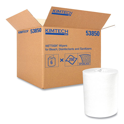 Kimtech™ Wipers for the WETTASK System, Quat Disinfectants and Sanitizers, 5.8 x 9, 250/Roll, 6 Rolls/Carton