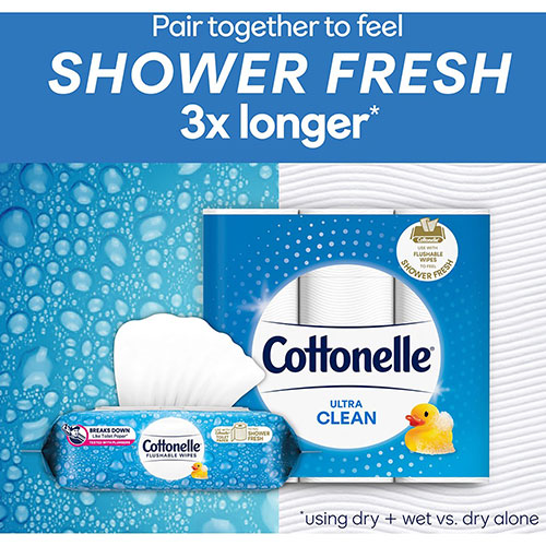 Cottonelle® Ultra Clean Toilet Paper - 1 Ply - 312 Sheets/Roll - White - 2 / Carton