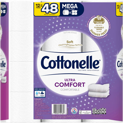 Cottonelle® UltraComfort Bath Tissue - 2 Ply - 268 Sheets/Roll - White - 12 Rolls Per Pack - 4 / Carton