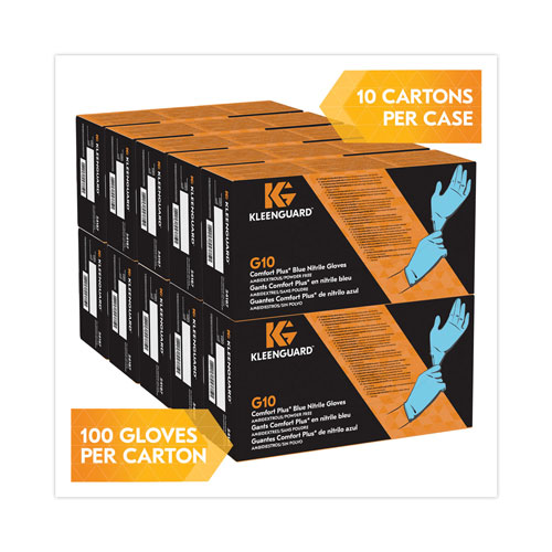 KleenGuard™ G10 Comfort Plus Blue Nitrile Gloves, Light Blue, Medium, 1,000/Carton