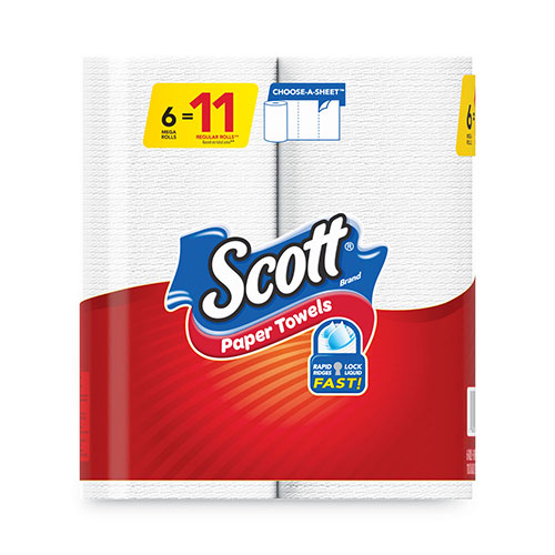 Scott® Choose-a-Size Mega Kitchen Roll Paper Towels, 1-Ply, 100/Roll, 6 Rolls/Pack, 4 Packs/Carton
