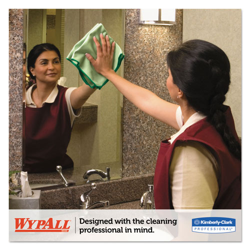 WypAll® Microfiber Cloths, Reusable, 15 3/4 x 15 3/4, Green, 24/Carton