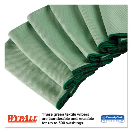 WypAll® Microfiber Cloths, Reusable, 15 3/4 x 15 3/4, Green, 24/Carton