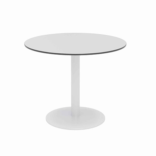 KFI Seating Eveleen Outdoor Patio Table w/Four Gray Powder-Coated Polymer Chairs, Round, 36