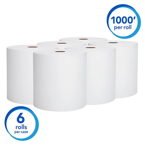 Scott® Essential High Capacity Hard Roll Paper Towels (01005), White, 1000' / Roll, 6 Paper Towel Rolls / Convenience Case