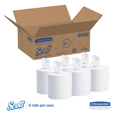 Scott® Essential Roll Center-Pull Towels, 1-Ply, 8 x 12, White, 700/Roll, 6 Rolls/Carton