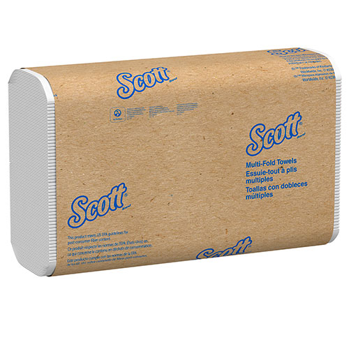Scott® Essential Multi-Fold Towels, Absorbency Pockets, 1-Ply, 9.2 x 9.4, White, 250/Pack, 16 Packs/Carton