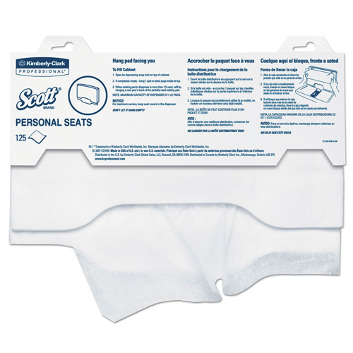 Kimberly-Clark Personal Seats Sanitary Toilet Seat Covers, 15" x 18", 125/Pack