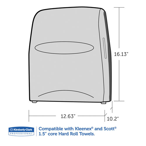 Kimberly-Clark Sanitouch Hard Roll Towel Disp, 12 63/100w x 10 1/5d x 16 13/100h, Smoke