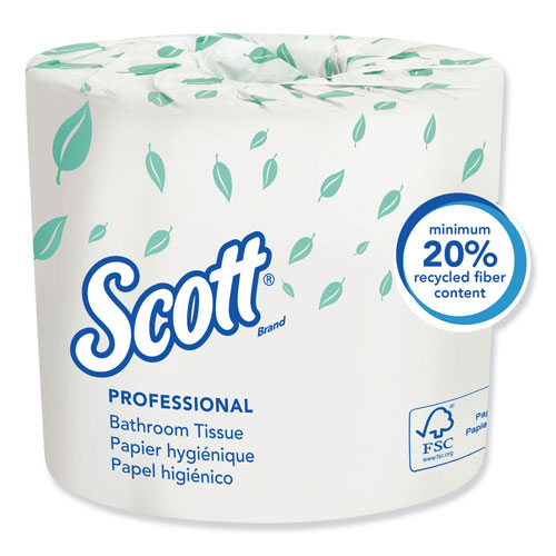 Scott® Essential Standard Roll Bathroom Tissue, Traditional, Septic Safe, 2 Ply, White, 550 Sheets/Roll, 20 Rolls/Carton
