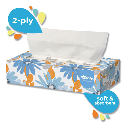 Kleenex White Facial Tissue, 2-Ply, 100 Sheets/Box, 5 Boxes/Pack, 6 Packs/Carton