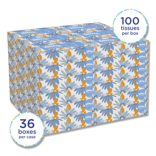 Kleenex White Facial Tissue, 2-Ply, White, Pop-Up Box, 100 Sheets/Box