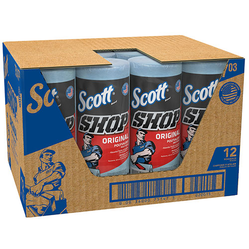 Scott® Shop Towels Original (75147), Blue, 55 Towels/Standard Roll, 12 Rolls/Case, 660 Towels/Case