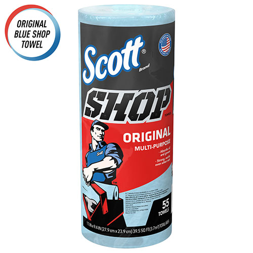 Scott® Shop Towels Original (75147), Blue, 55 Towels/Standard Roll, 12 Rolls/Case, 660 Towels/Case