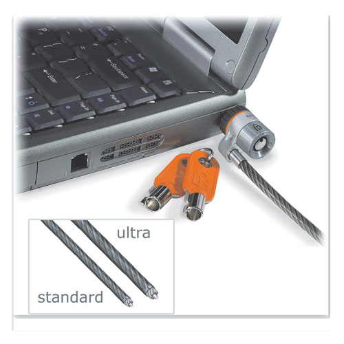 Kensington MicroSaver Keyed Ultra Laptop Lock, 6ft Steel Cable, Two Keys