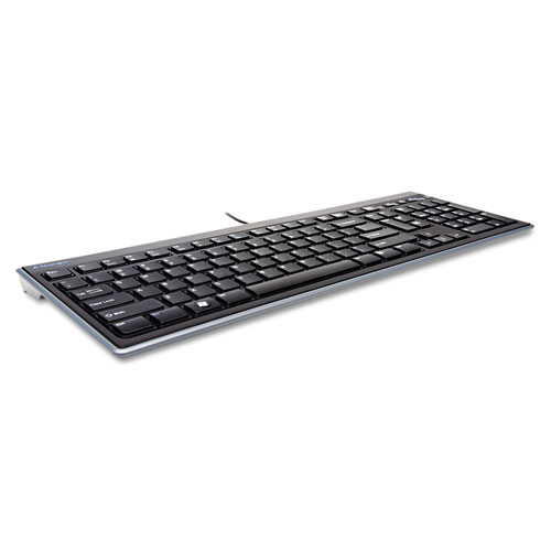 Kensington Slim Type Standard Keyboard, 104 Keys, Black/Silver