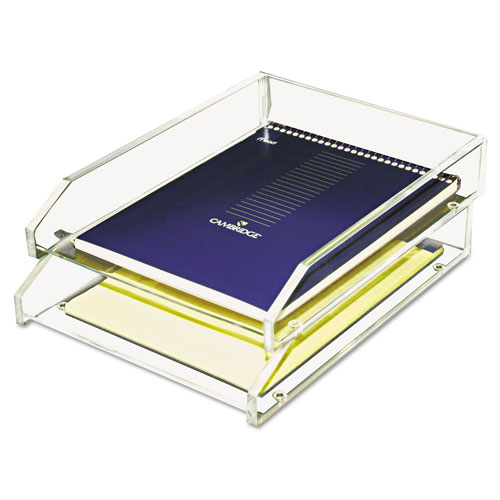 Kantek Clear Acrylic Letter Tray, 2 Sections, Letter Size Files, 10.5