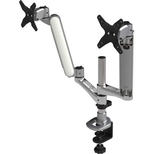 Kantek Monitor Arm, Dual, Adjustable, Silver