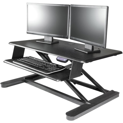 Kantek Desk Riser, Electric, Sit-Stand, 35"x26"x6-3/10"-23-2/5", Black