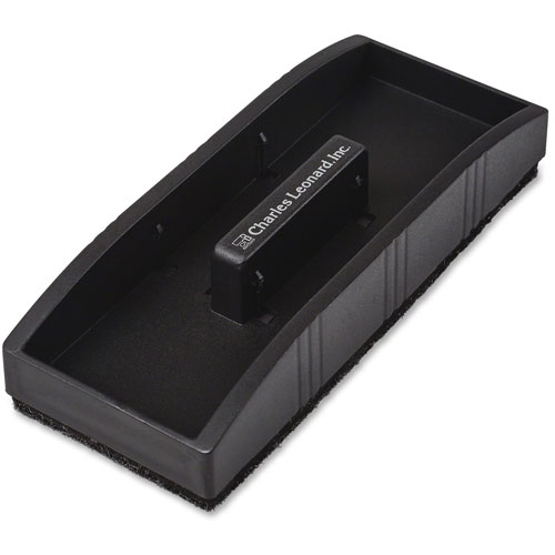 Charles Leonard White Board Eraser, Magnetic, 2" x 5", Marker Holder, Black