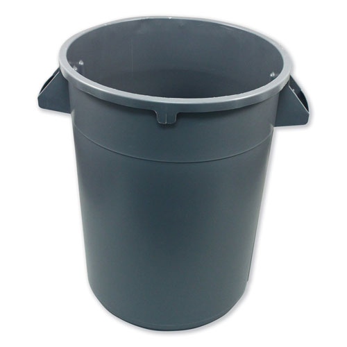 Impact Advanced Gator Waste Container, Round, Plastic, 32 gal, Gray