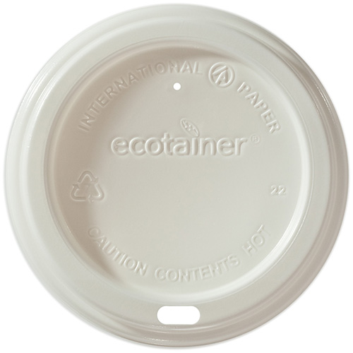 International Paper Compostable White Dome Hot Cup Sipper Lid, 10 oz. - 20 oz.